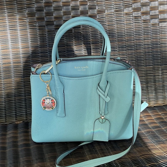 Kate Spade Pebbled Leather Satchel Crossbody Shoulder Bag with Owl Bag Tag - Picture 2 of 8